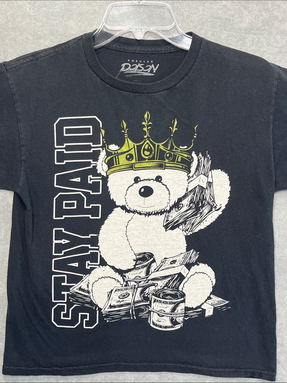Popular Poison Stay Paid Money Bear Graphic Tee Black Size Large Streetwear